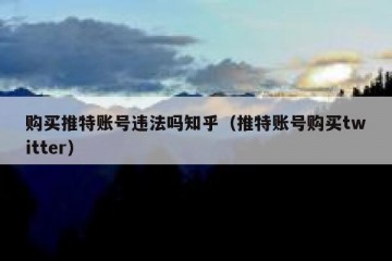 购买推特账号违法吗知乎（推特账号购买twitter）
