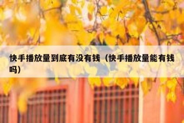 快手播放量到底有没有钱（快手播放量能有钱吗）
