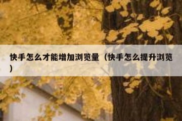 快手怎么才能增加浏览量（快手怎么提升浏览）