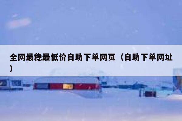 全网最稳最低价自助下单网页（自助下单网址） 第1张