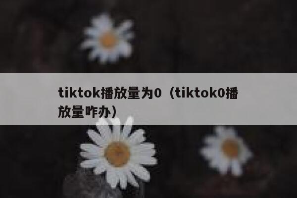 tiktok播放量为0（tiktok0播放量咋办） 第1张