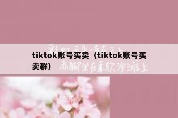 tiktok账号买卖（tiktok账号买卖群） 第1张