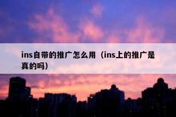 ins自带的推广怎么用（ins上的推广是真的吗） 第1张