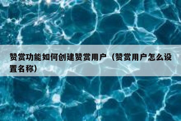 赞赏功能如何创建赞赏用户（赞赏用户怎么设置名称） 第1张