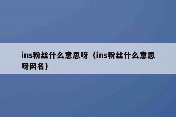 ins粉丝什么意思呀（ins粉丝什么意思呀网名） 第1张