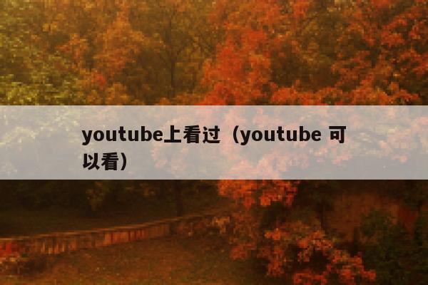 youtube上看过（youtube 可以看） 第1张