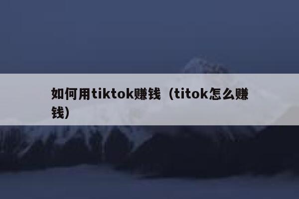 如何用tiktok赚钱（titok怎么赚钱） 第1张