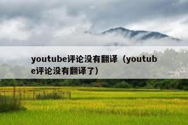 youtube评论没有翻译（youtube评论没有翻译了） 第1张