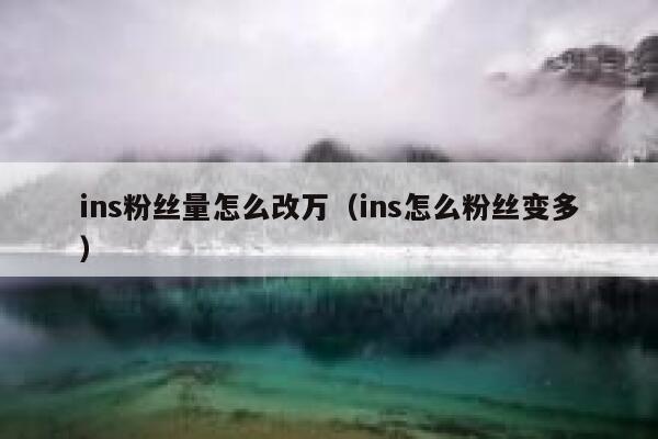ins粉丝量怎么改万（ins怎么粉丝变多） 第1张