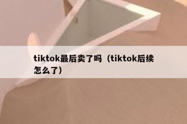 tiktok最后卖了吗（tiktok后续怎么了） 第1张