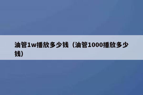 油管1w播放多少钱（油管1000播放多少钱） 第1张
