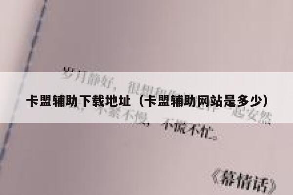卡盟辅助下载地址（卡盟辅助网站是多少） 第1张