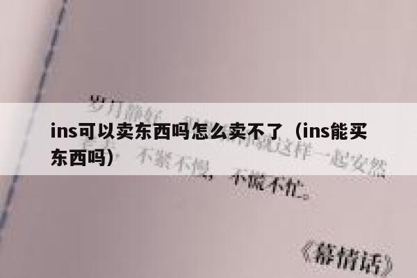 ins可以卖东西吗怎么卖不了（ins能买东西吗） 第1张