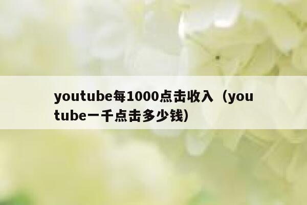 youtube每1000点击收入（youtube一千点击多少钱） 第1张