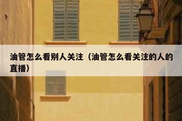 油管怎么看别人关注（油管怎么看关注的人的直播） 第1张