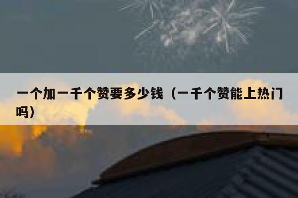 一个加一千个赞要多少钱（一千个赞能上热门吗） 第1张