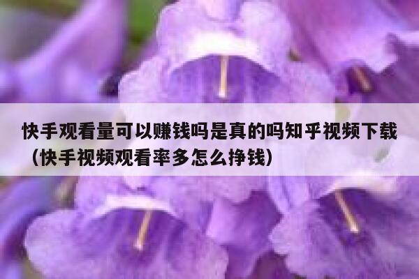 快手观看量可以赚钱吗是真的吗知乎视频下载（快手视频观看率多怎么挣钱） 第1张