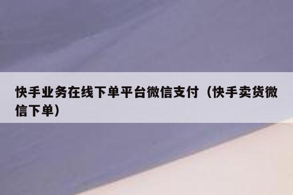 快手业务在线下单平台微信支付（快手卖货微信下单） 第1张