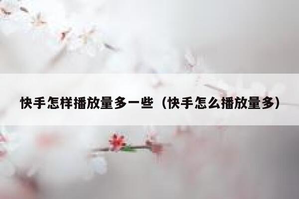 快手怎样播放量多一些（快手怎么播放量多） 第1张