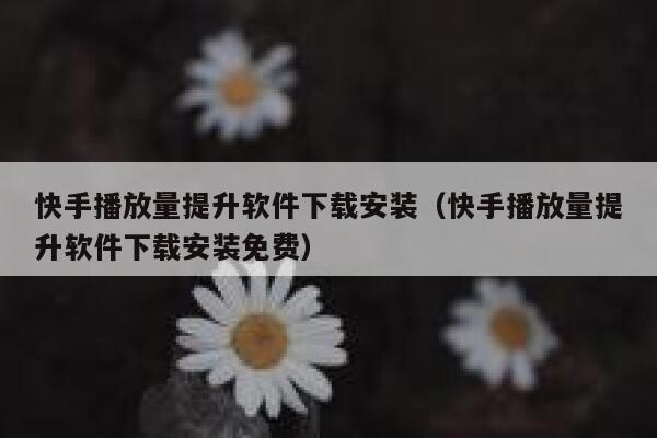 快手播放量提升软件下载安装（快手播放量提升软件下载安装免费） 第1张