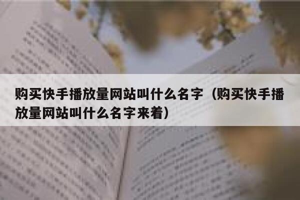购买快手播放量网站叫什么名字（购买快手播放量网站叫什么名字来着） 第1张