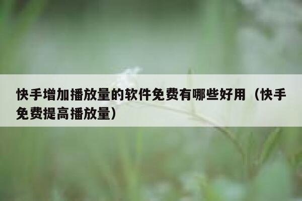 快手增加播放量的软件免费有哪些好用（快手免费提高播放量） 第1张