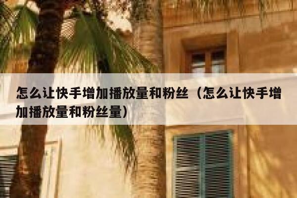 怎么让快手增加播放量和粉丝（怎么让快手增加播放量和粉丝量） 第1张