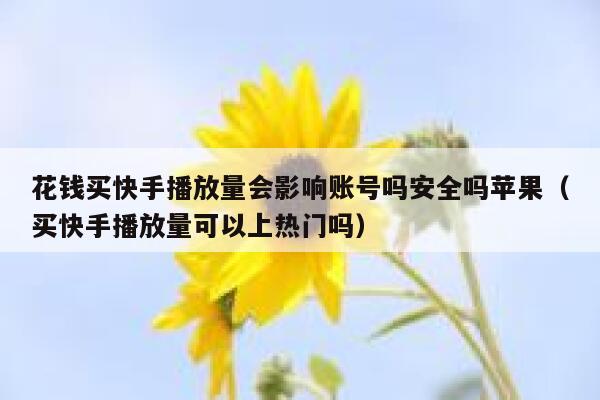 花钱买快手播放量会影响账号吗安全吗苹果（买快手播放量可以上热门吗） 第1张