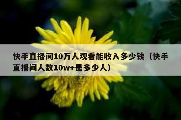 快手直播间10万人观看能收入多少钱（快手直播间人数10w+是多少人） 第1张