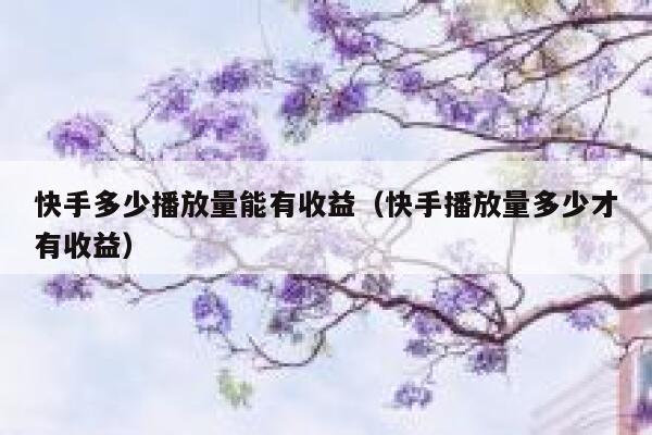 快手多少播放量能有收益（快手播放量多少才有收益） 第1张