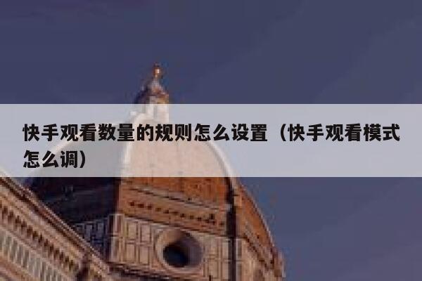 快手观看数量的规则怎么设置（快手观看模式怎么调） 第1张