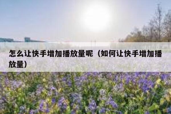 怎么让快手增加播放量呢（如何让快手增加播放量） 第1张