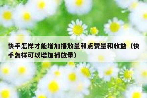 快手怎样才能增加播放量和点赞量和收益（快手怎样可以增加播放量） 第1张