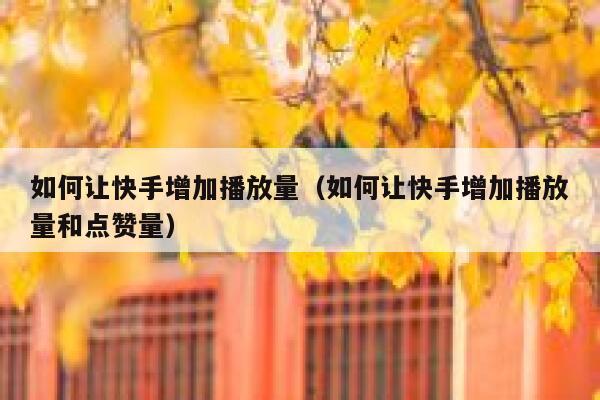 如何让快手增加播放量（如何让快手增加播放量和点赞量） 第1张