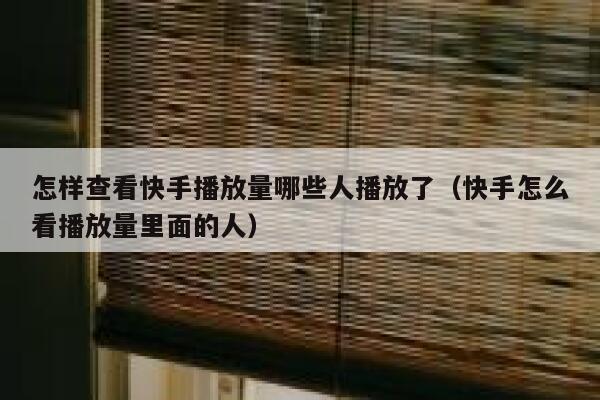 怎样查看快手播放量哪些人播放了（快手怎么看播放量里面的人） 第1张