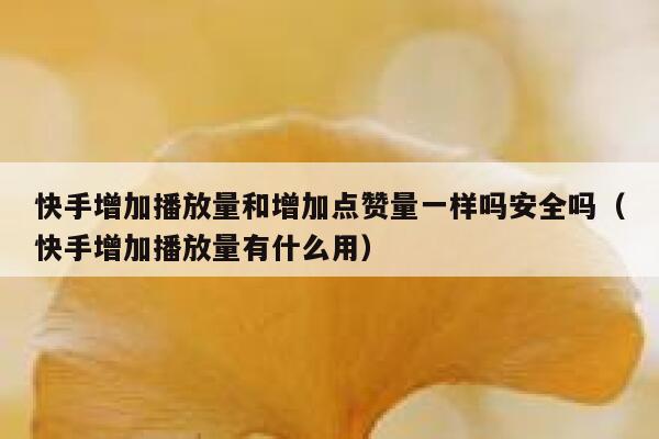 快手增加播放量和增加点赞量一样吗安全吗（快手增加播放量有什么用） 第1张