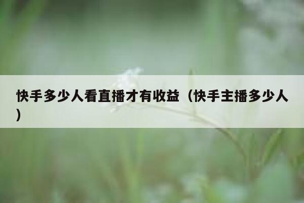 快手多少人看直播才有收益（快手主播多少人） 第1张