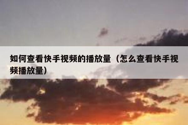 如何查看快手视频的播放量（怎么查看快手视频播放量） 第1张