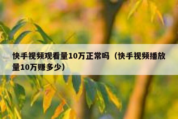 快手视频观看量10万正常吗（快手视频播放量10万赚多少） 第1张