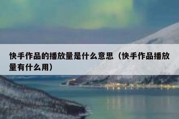 快手作品的播放量是什么意思（快手作品播放量有什么用） 第1张