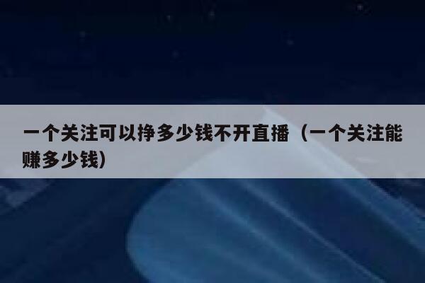 一个关注可以挣多少钱不开直播（一个关注能赚多少钱） 第1张