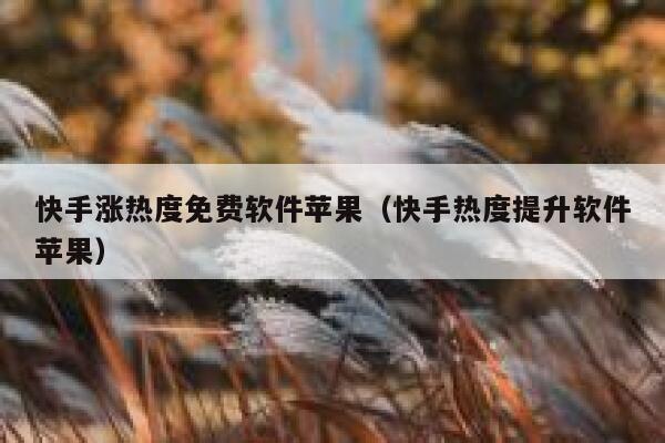 快手涨热度免费软件苹果（快手热度提升软件苹果） 第1张