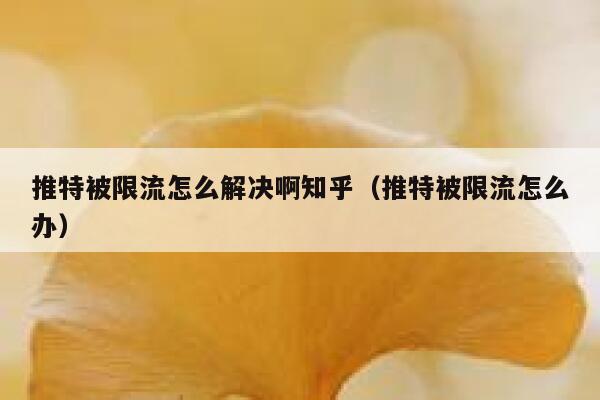 推特被限流怎么解决啊知乎（推特被限流怎么办） 第1张