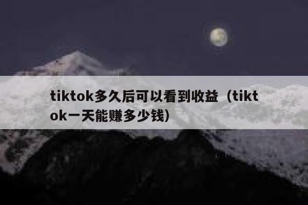 tiktok多久后可以看到收益（tiktok一天能赚多少钱） 第1张