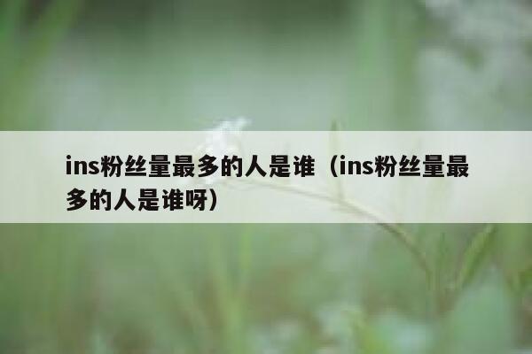 ins粉丝量最多的人是谁（ins粉丝量最多的人是谁呀） 第1张