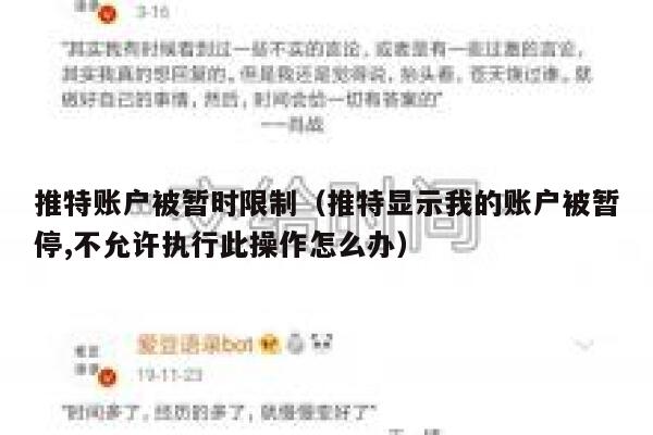 推特账户被暂时限制（推特显示我的账户被暂停,不允许执行此操作怎么办） 第1张