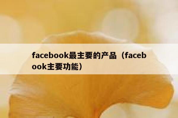 facebook最主要的产品（facebook主要功能） 第1张