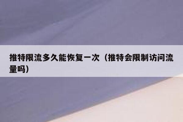 推特限流多久能恢复一次（推特会限制访问流量吗） 第1张