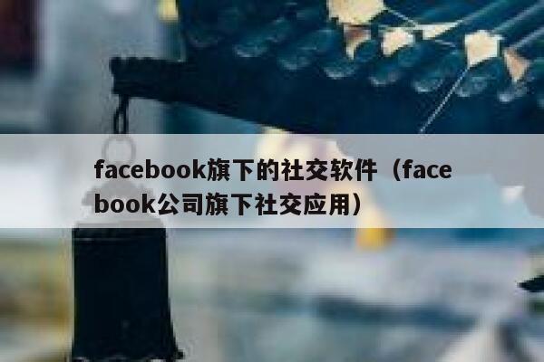 facebook旗下的社交软件（facebook公司旗下社交应用） 第1张