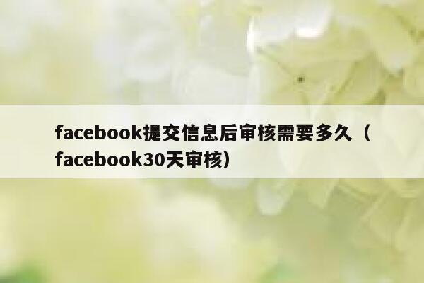 facebook提交信息后审核需要多久（facebook30天审核） 第1张
